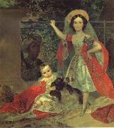 Karl Briullov Portrait of the young princesses volkonsky by a moor oil